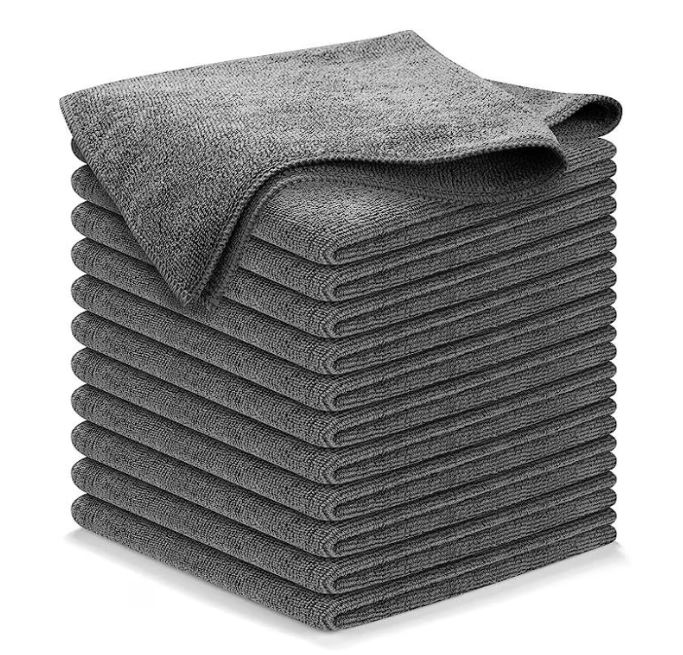 Set 12 lavete microfibra ultra absorbante gri ecologice reutilizabile